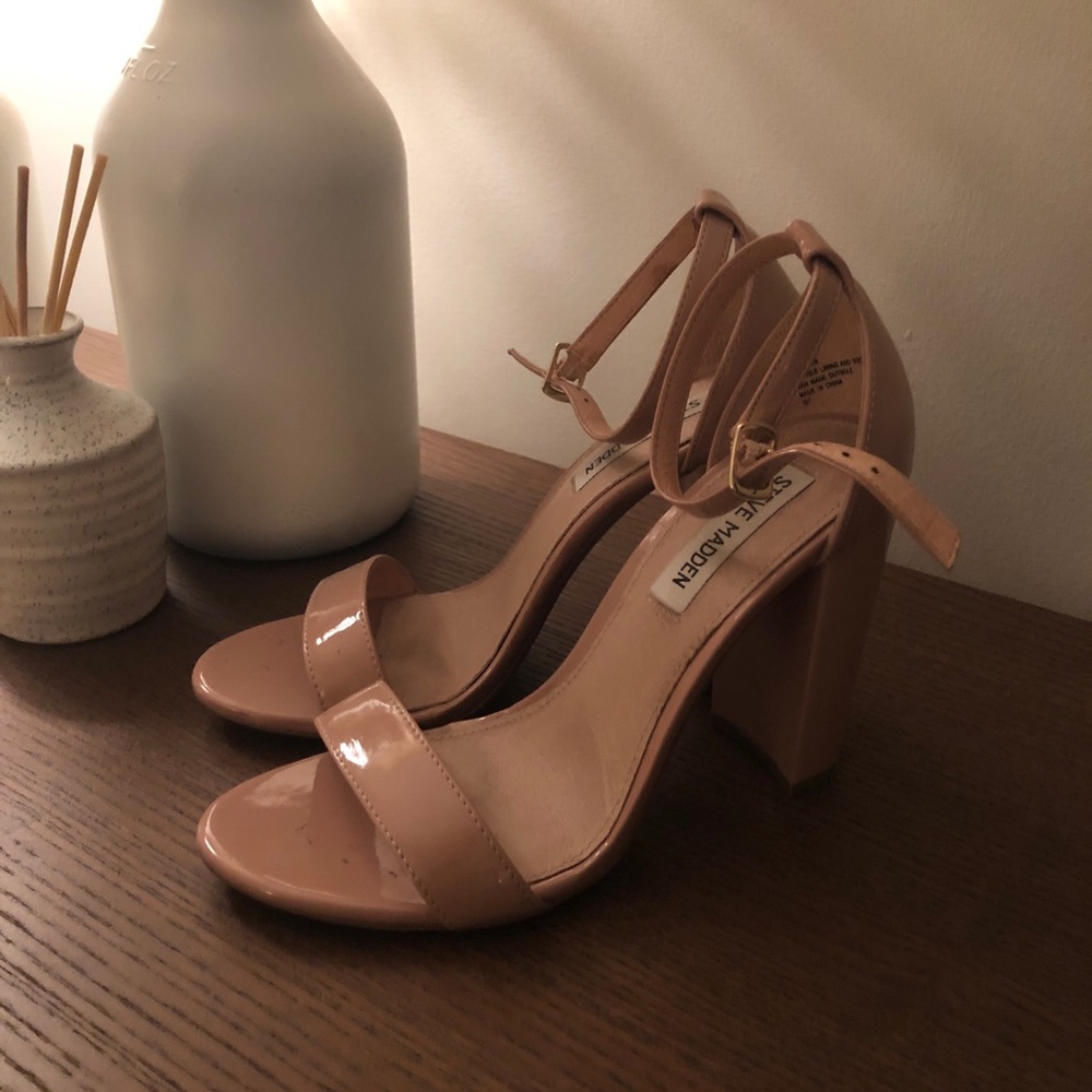 Steve Madden blush leather block heels, 8